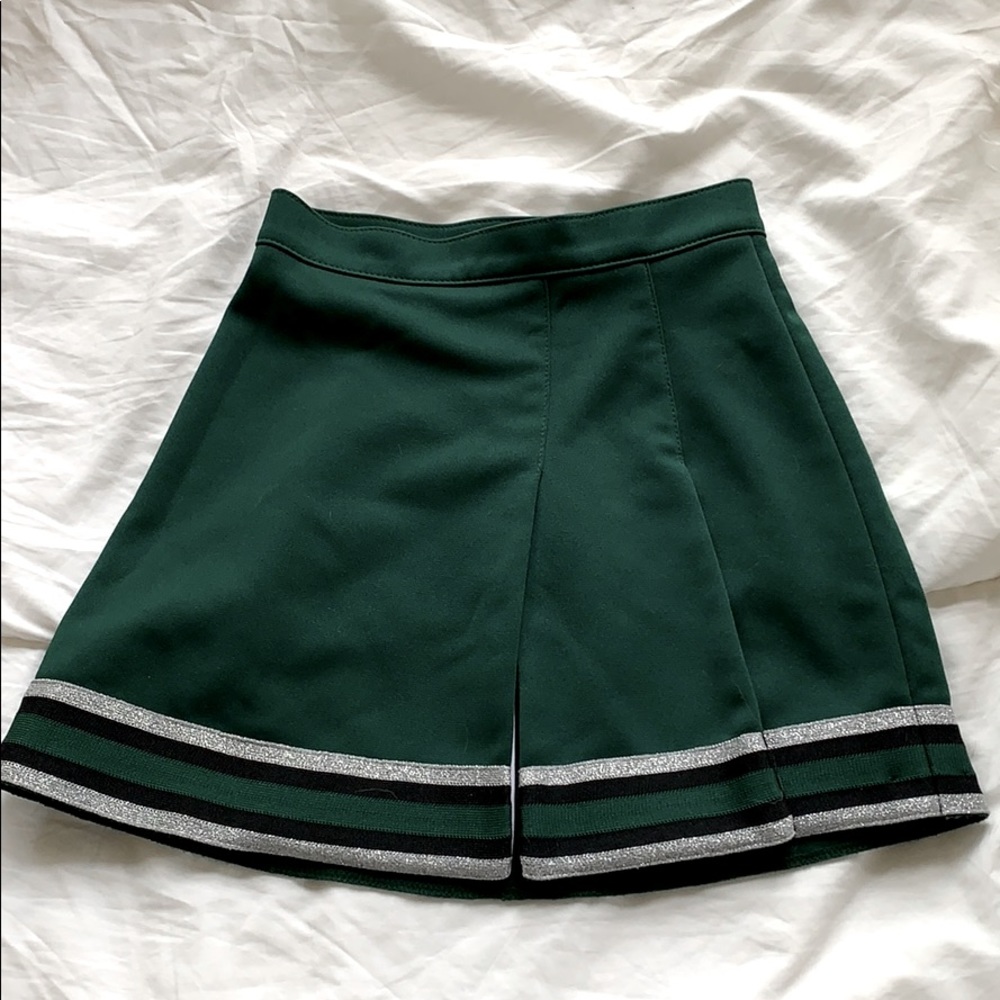 Girls Forest Green Sparkly Cheer Tennis Skirt